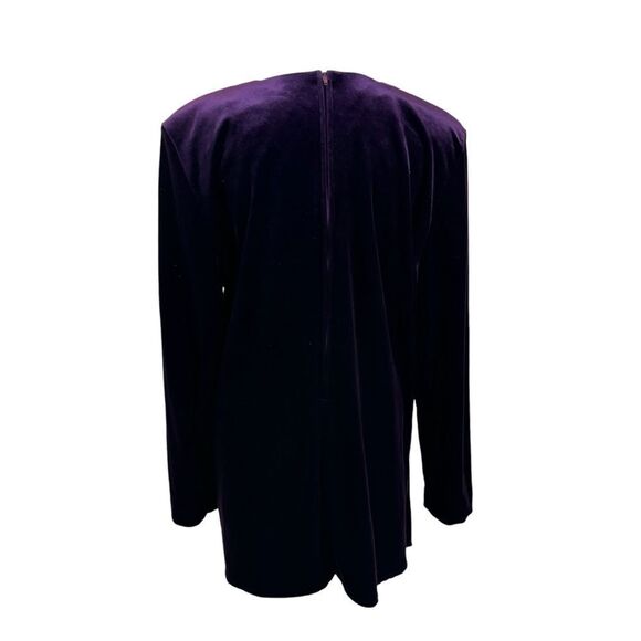 Ladies Vintage 80’s Sunshine Starshine Deep Purple Velour Tunic Top Size 14 - Picture 8 of 13